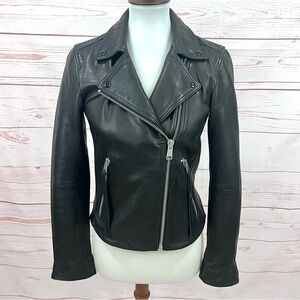 All Saints Asymmetrical Zip Biker Lamb Leather Moto Motorcycle Dalby Jacket